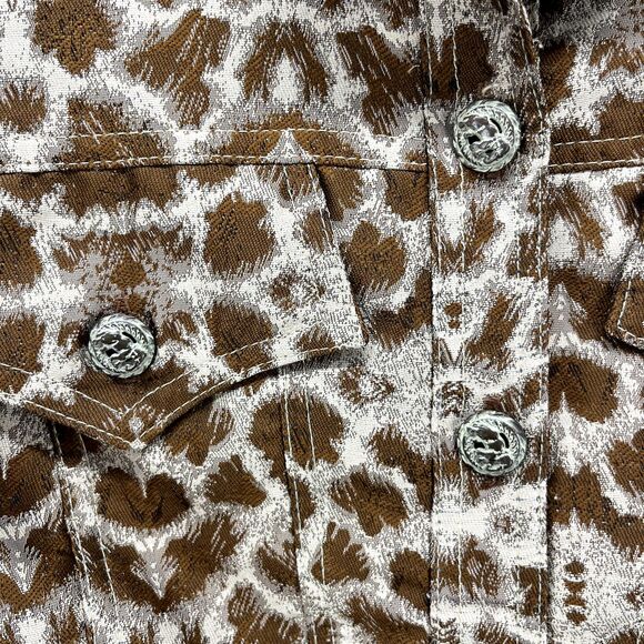 High Drama Vest Women 6 Brown Sleeveless Pockets Button Animal Print - Picture 8 of 16